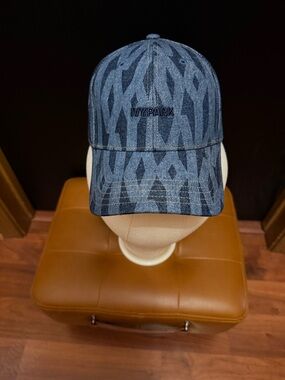 Adidas x Ivy Park Denim Pattern Baseball Cap in Washed Blue (OAFM)